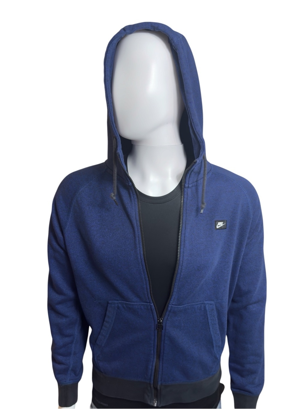 NIKE Navy Blue Zip-Up Hoodie with Hood